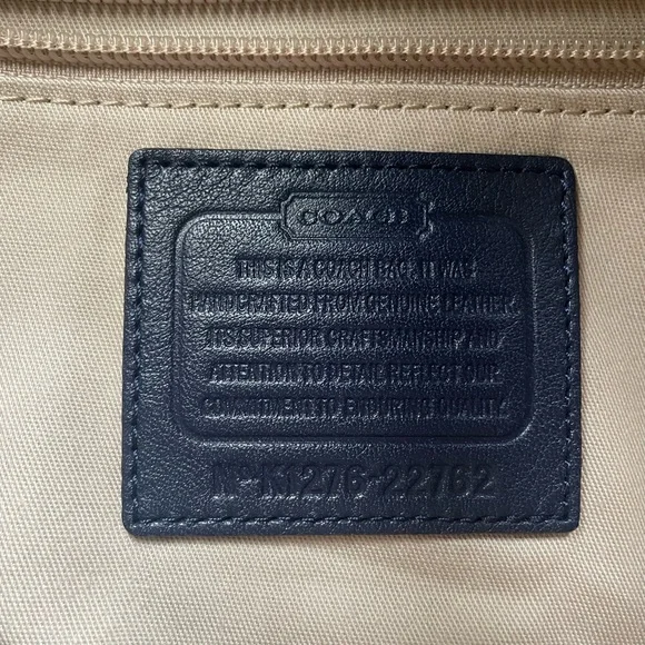 🌼Sale🌼 Coach Leather Navy Blue Leather Bag with Yellow Accents - Picture 7 of 8